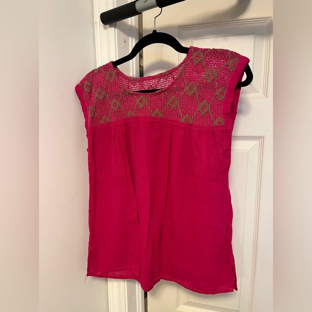 Elegant Linen Pink Sleeveless Top